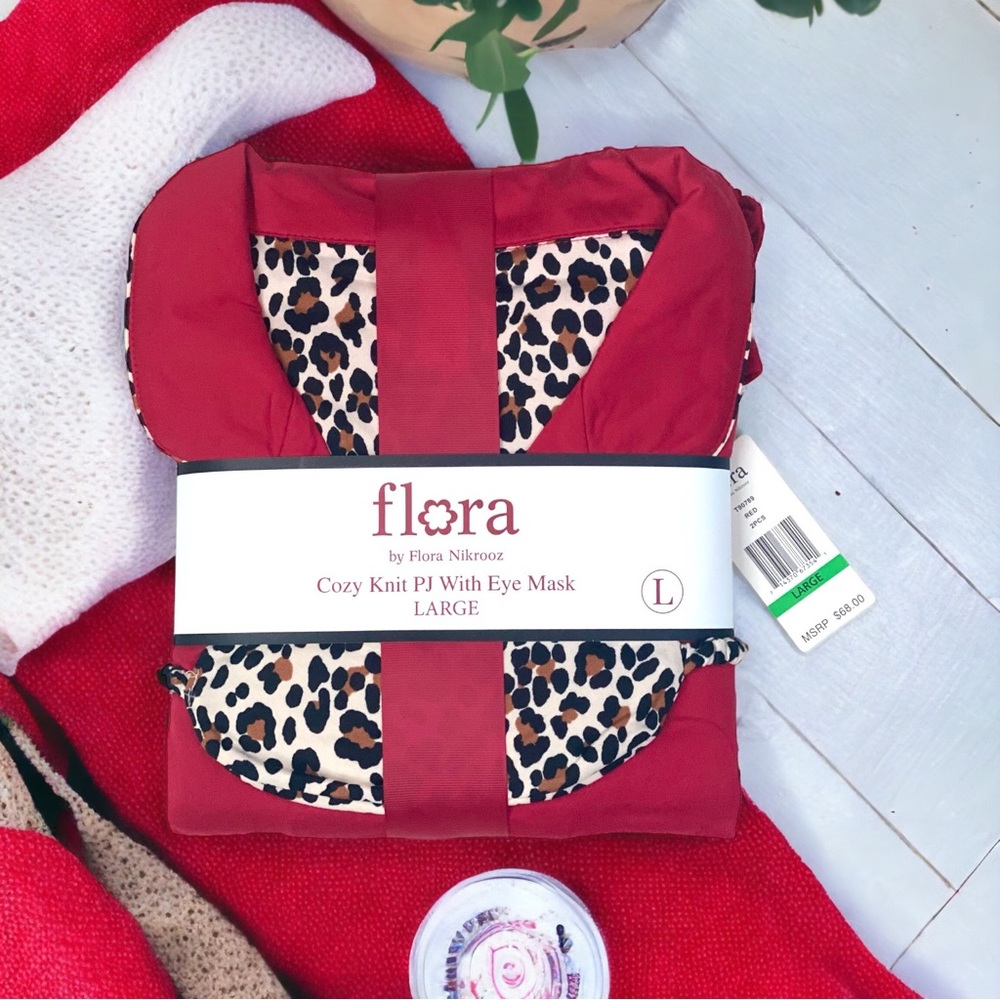 Flora By Flora Nikrooz Packaged Notch Pajama Set & Matching Eye Mask M, L NWT